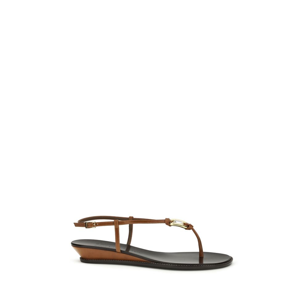Giuseppe Zanotti Brown Calf Leather Bos Taurus Wedge Sandals Curated Luxury Accessories by Orvyn