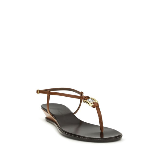 Giuseppe Zanotti Brown Calf Leather Bos Taurus Wedge Sandals Curated Luxury Accessories by Orvyn