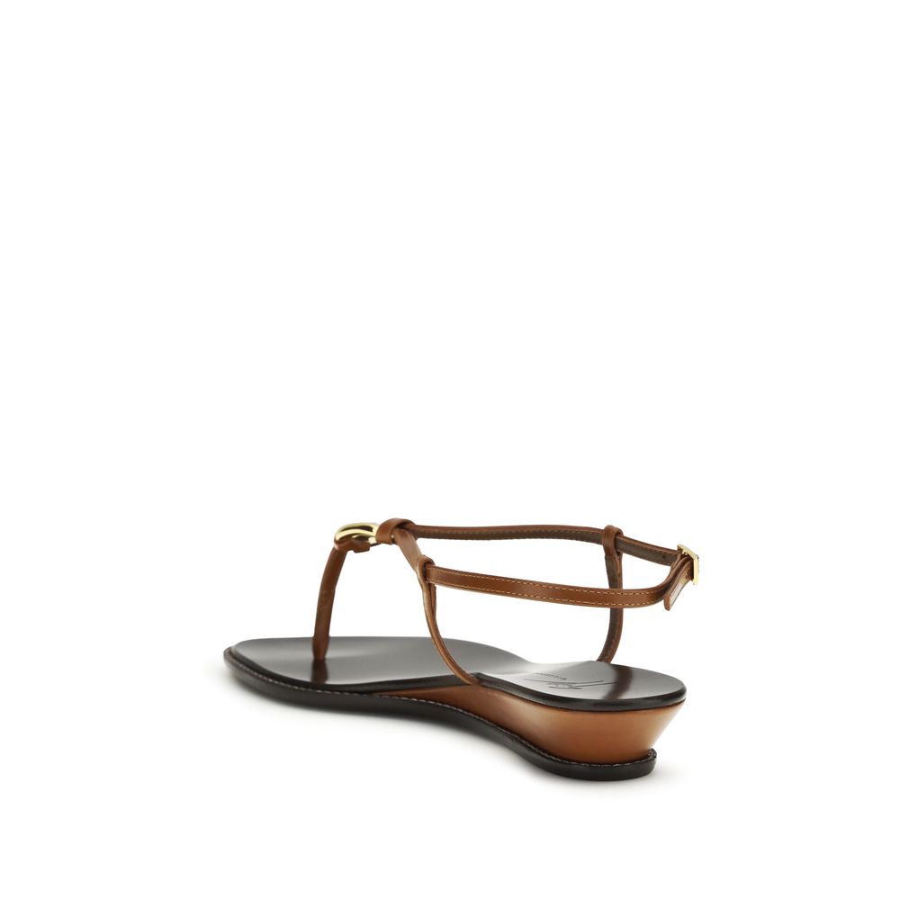 Giuseppe Zanotti Brown Calf Leather Bos Taurus Wedge Sandals Curated Luxury Accessories by Orvyn