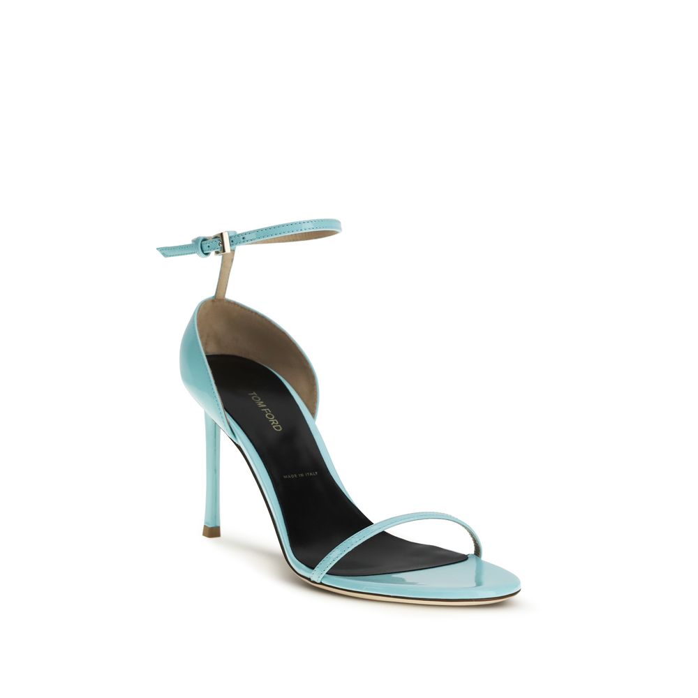 Tom Ford Blue Calf Leather Bos Taurus Stiletto Heel Sandals Curated Luxury Accessories by Orvyn