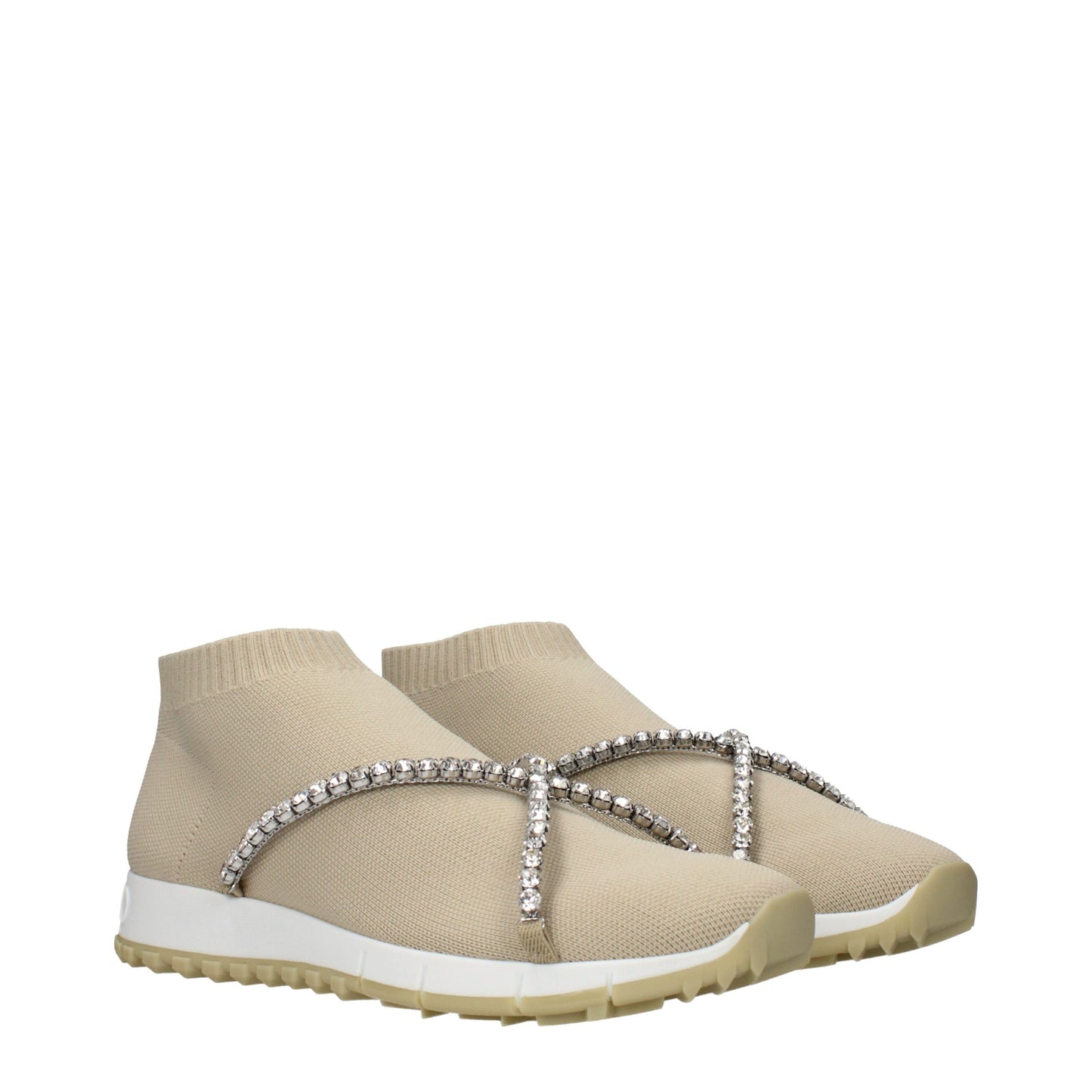 Jimmy Choo Beige Fabric Slip-On Loafers Curated Luxury Accessories by Orvyn