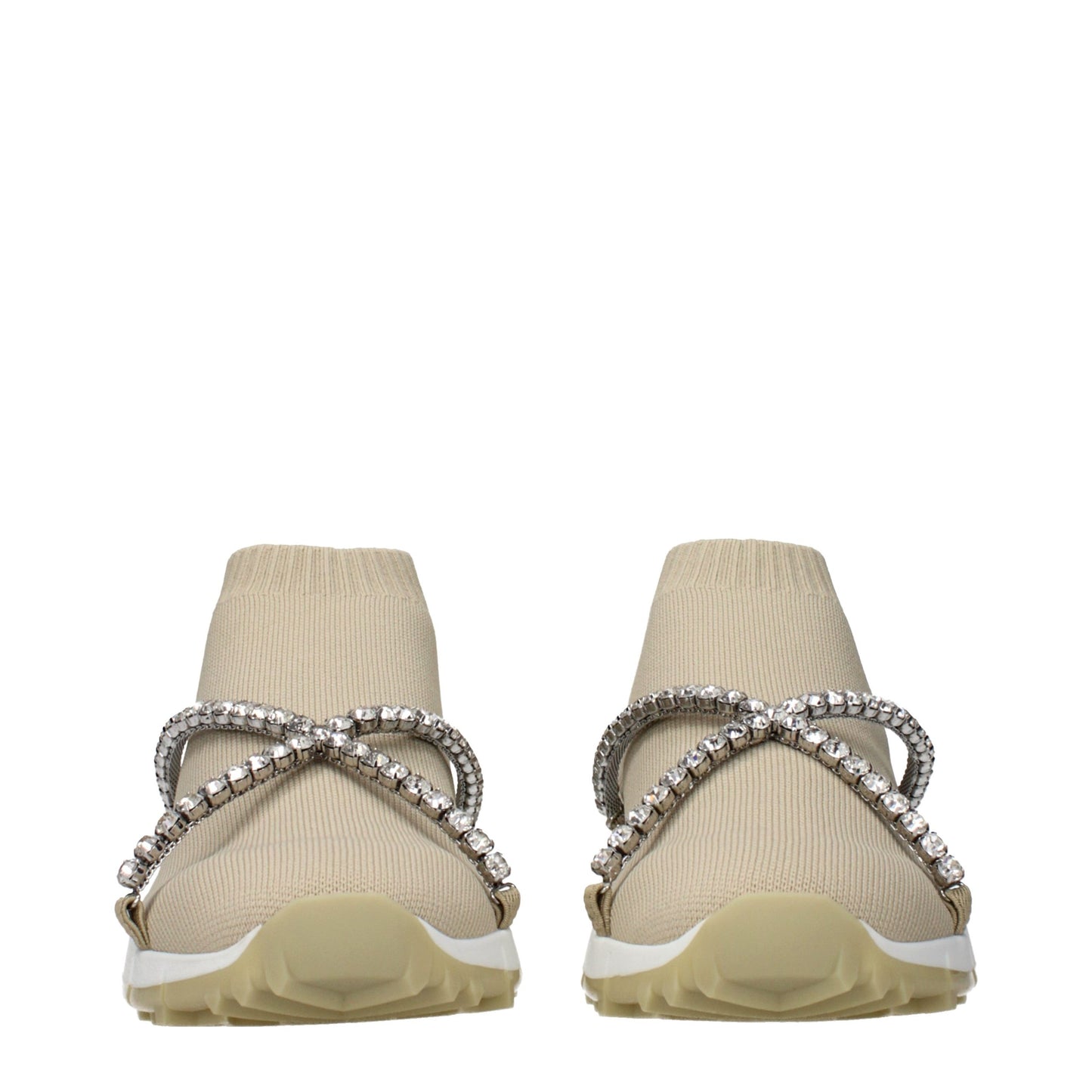 Jimmy Choo Beige Fabric Slip-On Loafers Curated Luxury Accessories by Orvyn