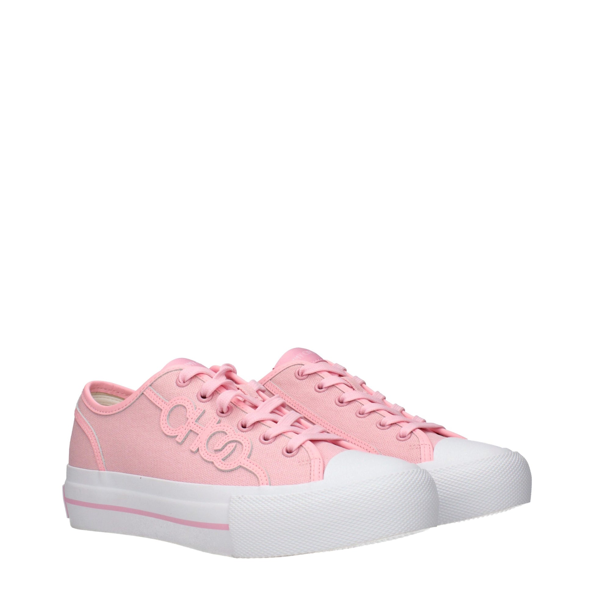 Jimmy Choo Pink Fabric Low Top Sneakers Curated Luxury Accessories by Orvyn