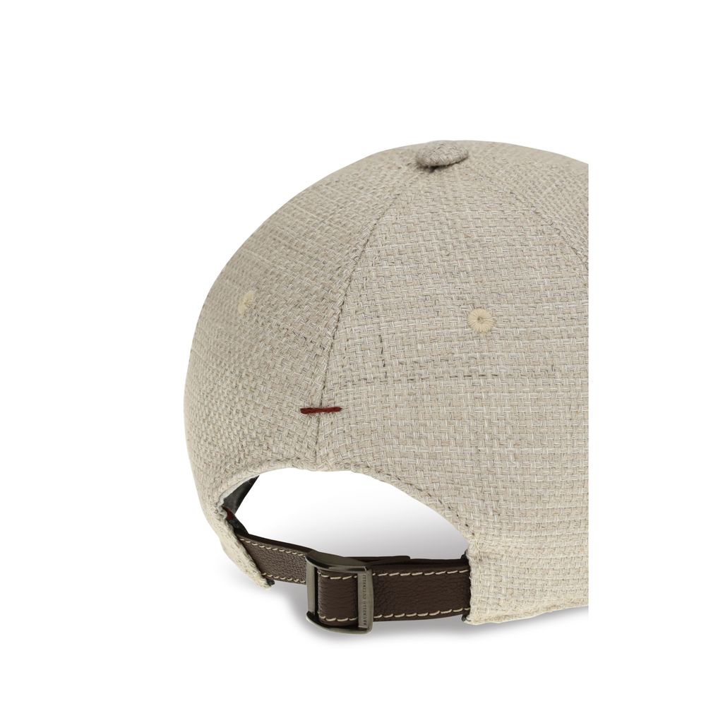 Brunello Cucinelli Beige Silk Cap (Baseball Hat) Curated Luxury Accessories by Orvyn