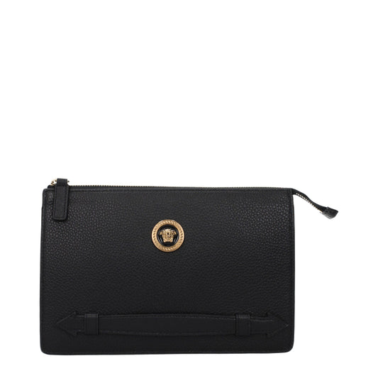 Versace Black Leather Clutch Bag Curated Luxury Accessories by Orvyn