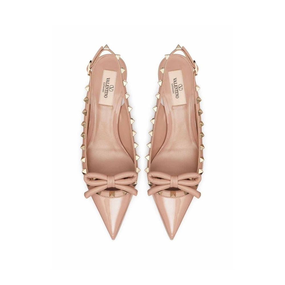 Valentino Garavani Beige Calfskin Mid Heel Pumps Curated Luxury Accessories by Orvyn