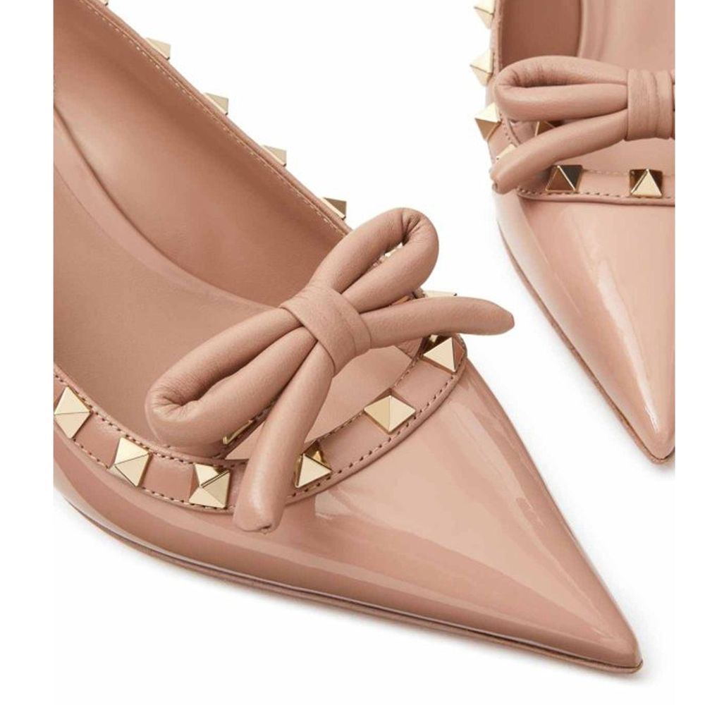 Valentino Garavani Beige Calfskin Mid Heel Pumps Curated Luxury Accessories by Orvyn