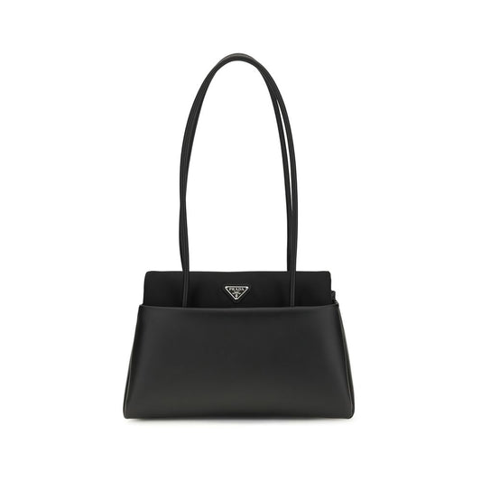 Prada Minimal Leather Shoulder Bag – Black