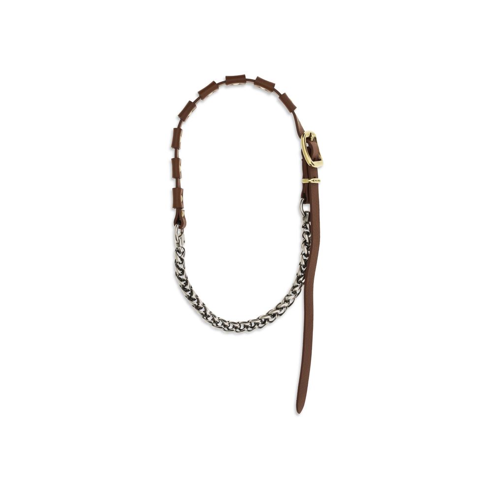 Miu Miu Brown Calf Leather Bos Taurus Necklace Curated Luxury Accessories by Orvyn