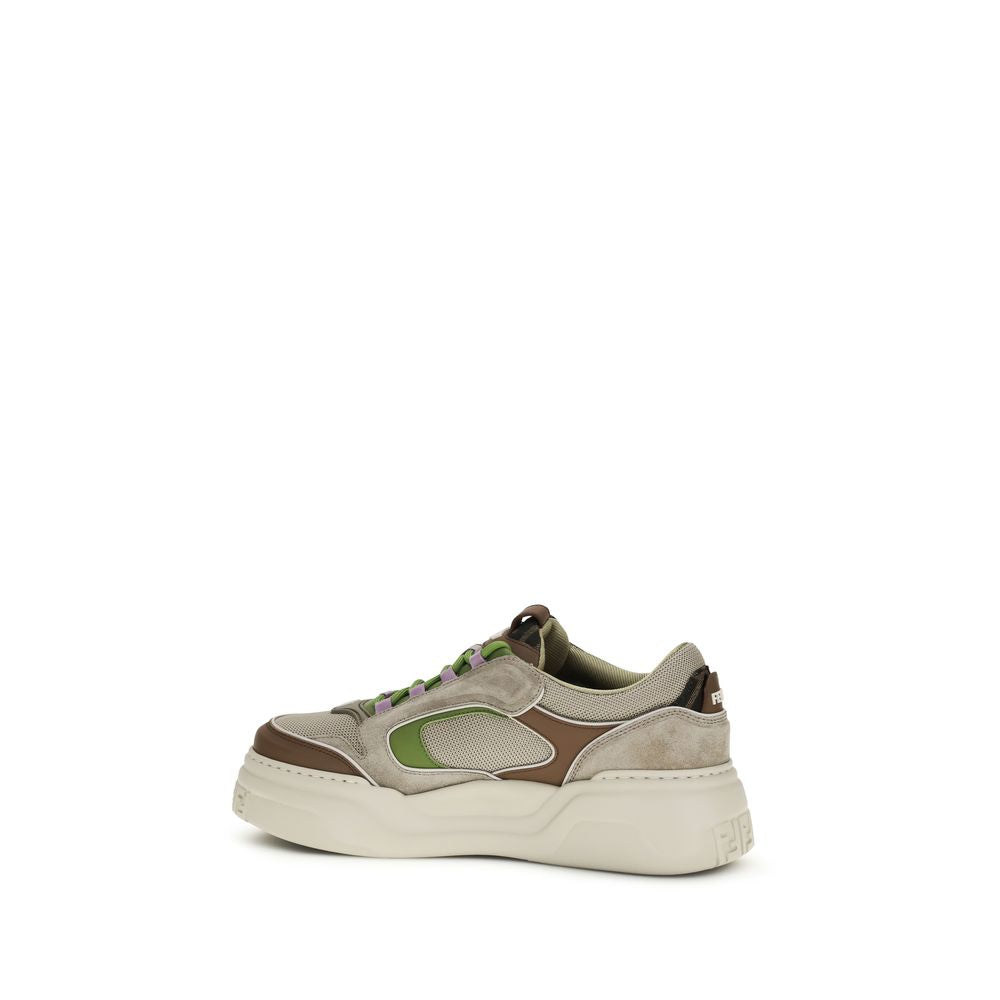 Fendi Brown Calf Leather Bos Taurus Chunky Sneakers Curated Luxury Accessories by Orvyn