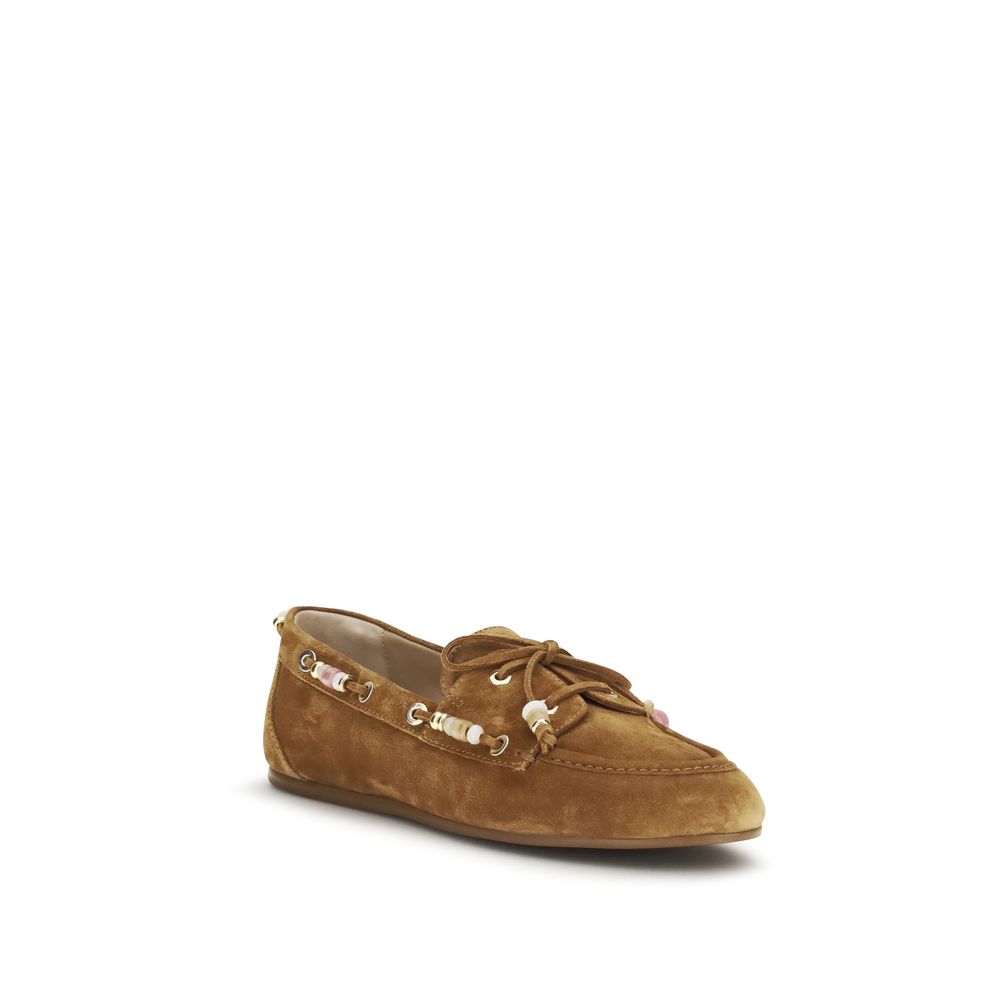 Stuart Weitzman Brown Calf Leather Bos Taurus Slip-On Loafers Curated Luxury Accessories by Orvyn