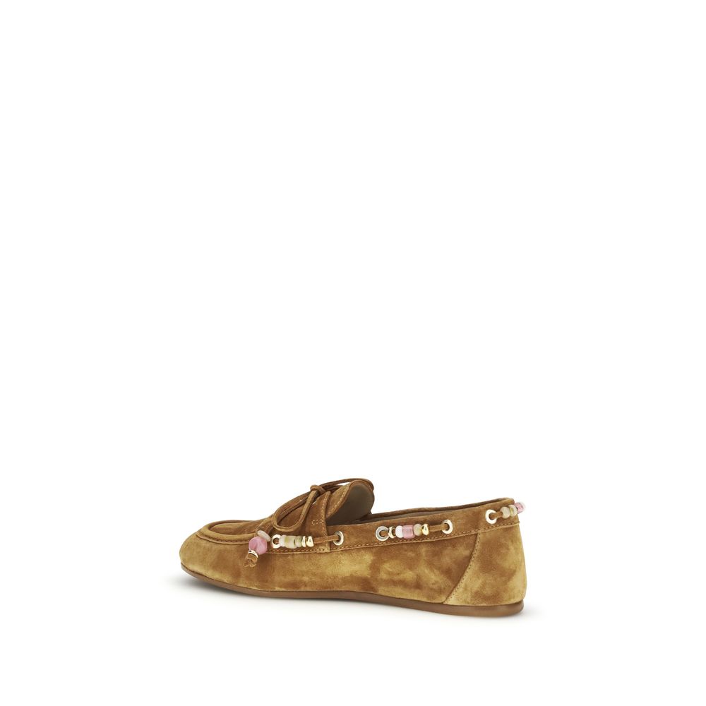 Stuart Weitzman Brown Calf Leather Bos Taurus Slip-On Loafers Curated Luxury Accessories by Orvyn