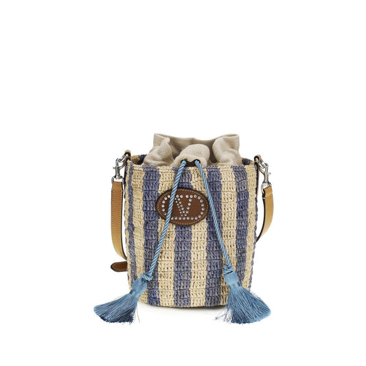 Valentino Garavani Blue Raffia Backet Bag Curated Luxury Accessories by Orvyn