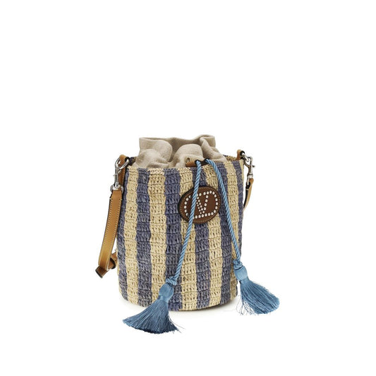 Valentino Garavani Blue Raffia Backet Bag Curated Luxury Accessories by Orvyn