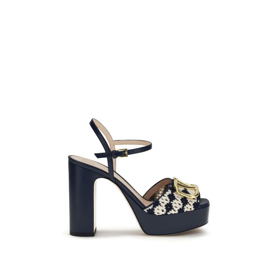 Valentino Garavani Blue Calf Leather Bos Taurus Platform Sandals Curated Luxury Accessories by Orvyn