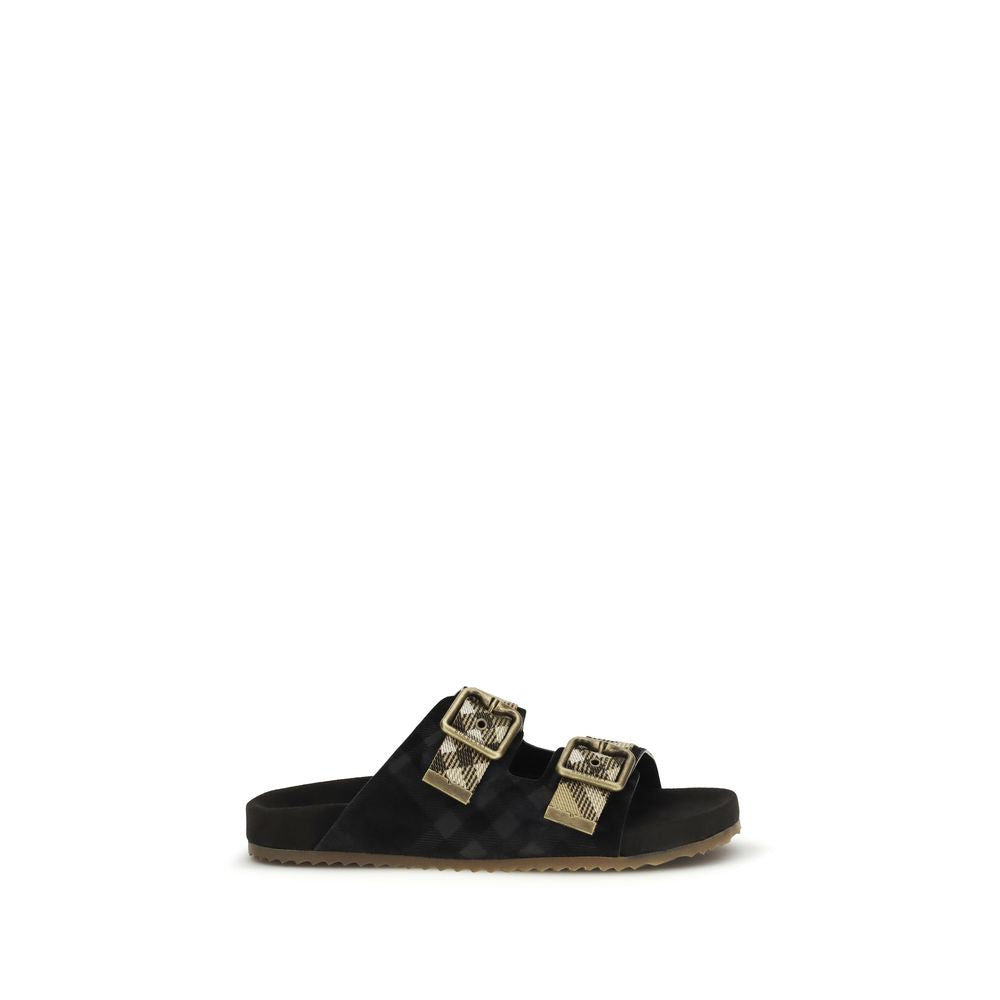 Burberry Black Calf Leather Bos Taurus Strap-On Sandals Curated Luxury Accessories by Orvyn