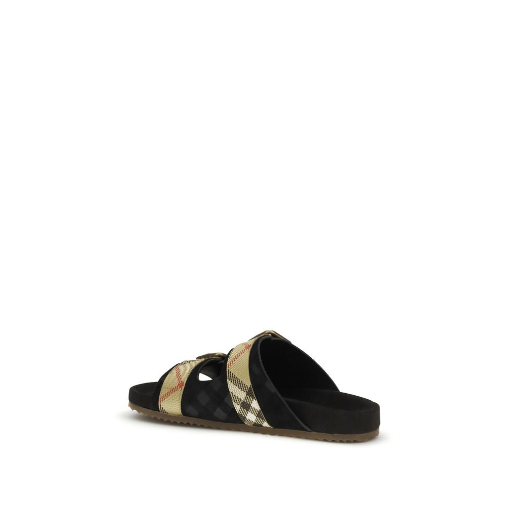 Burberry Black Calf Leather Bos Taurus Strap-On Sandals Curated Luxury Accessories by Orvyn
