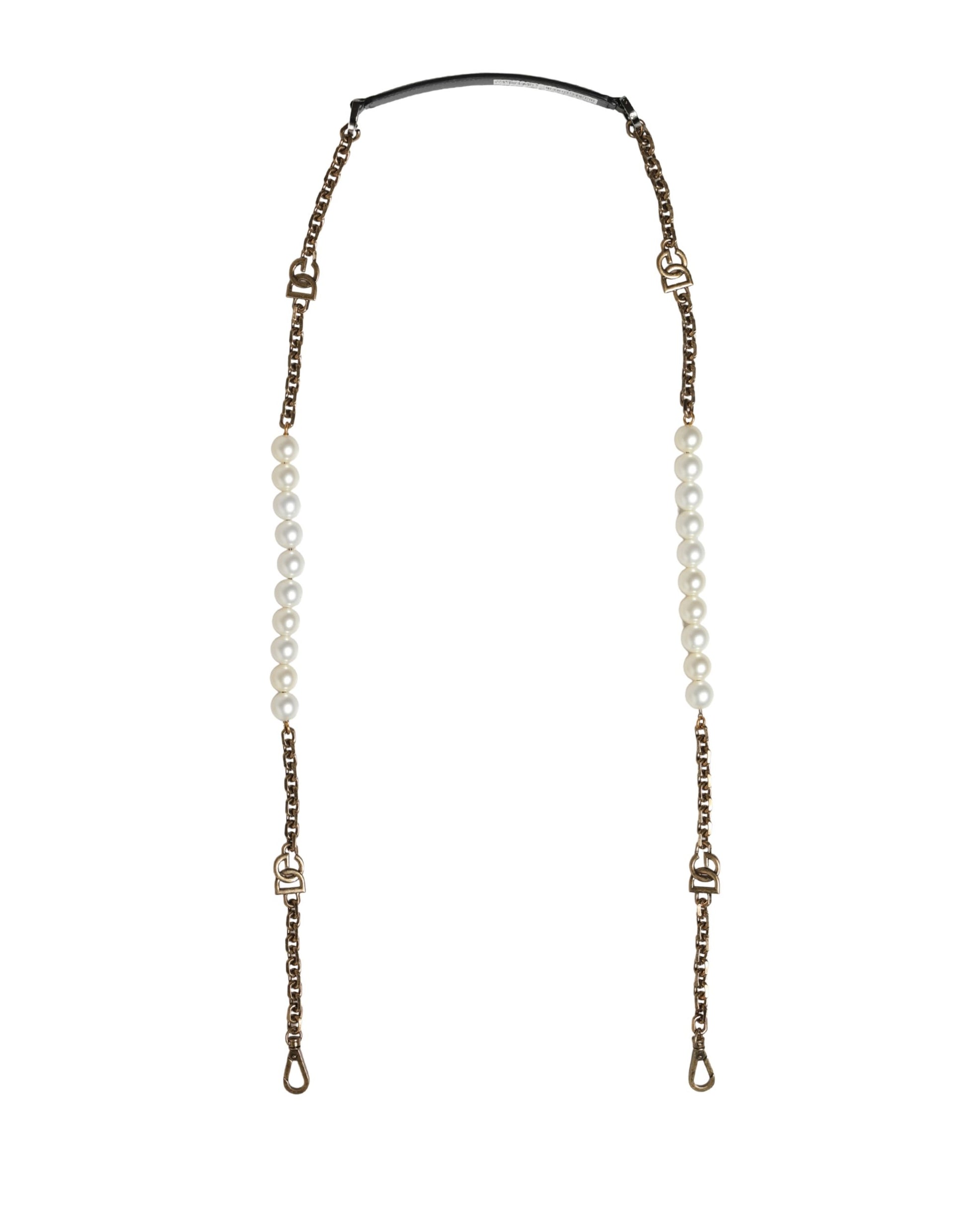 Dolce & Gabbana Black Leather Gold Chain Bag Accessory Shoulder Strap Curated Luxury Accessories by Orvyn