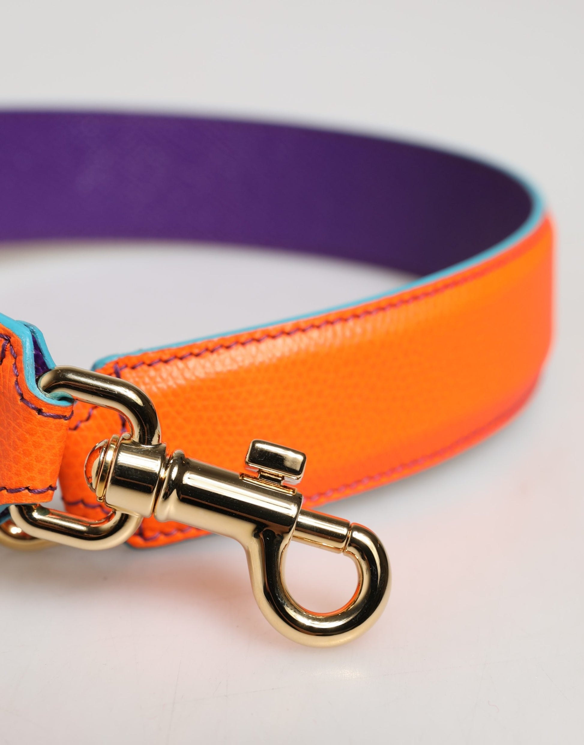 Dolce & Gabbana Orange Purple Calf Leather Bag Accessory Shoulder Strap Curated Luxury Accessories by Orvyn