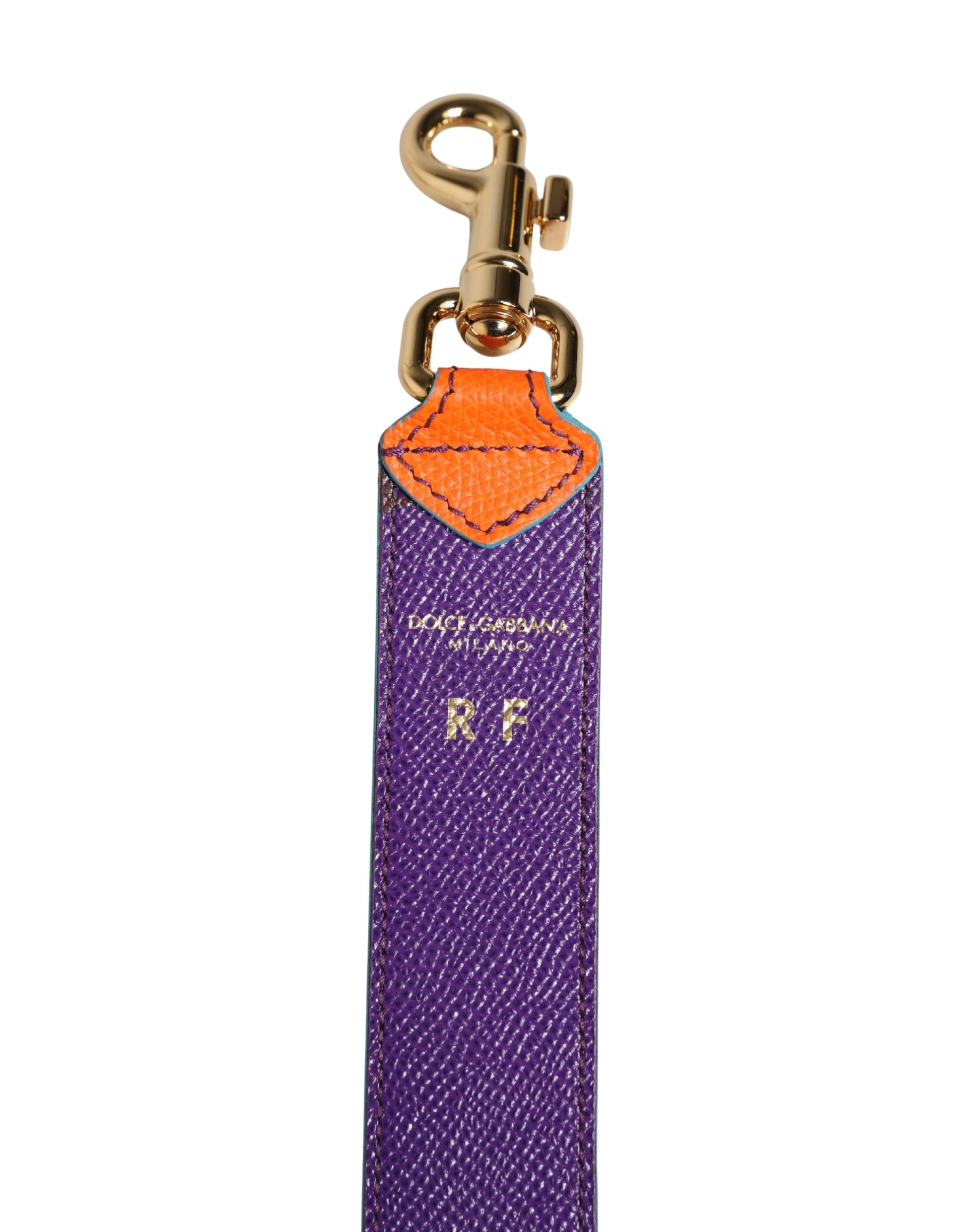 Dolce & Gabbana Orange Purple Calf Leather Bag Accessory Shoulder Strap Curated Luxury Accessories by Orvyn