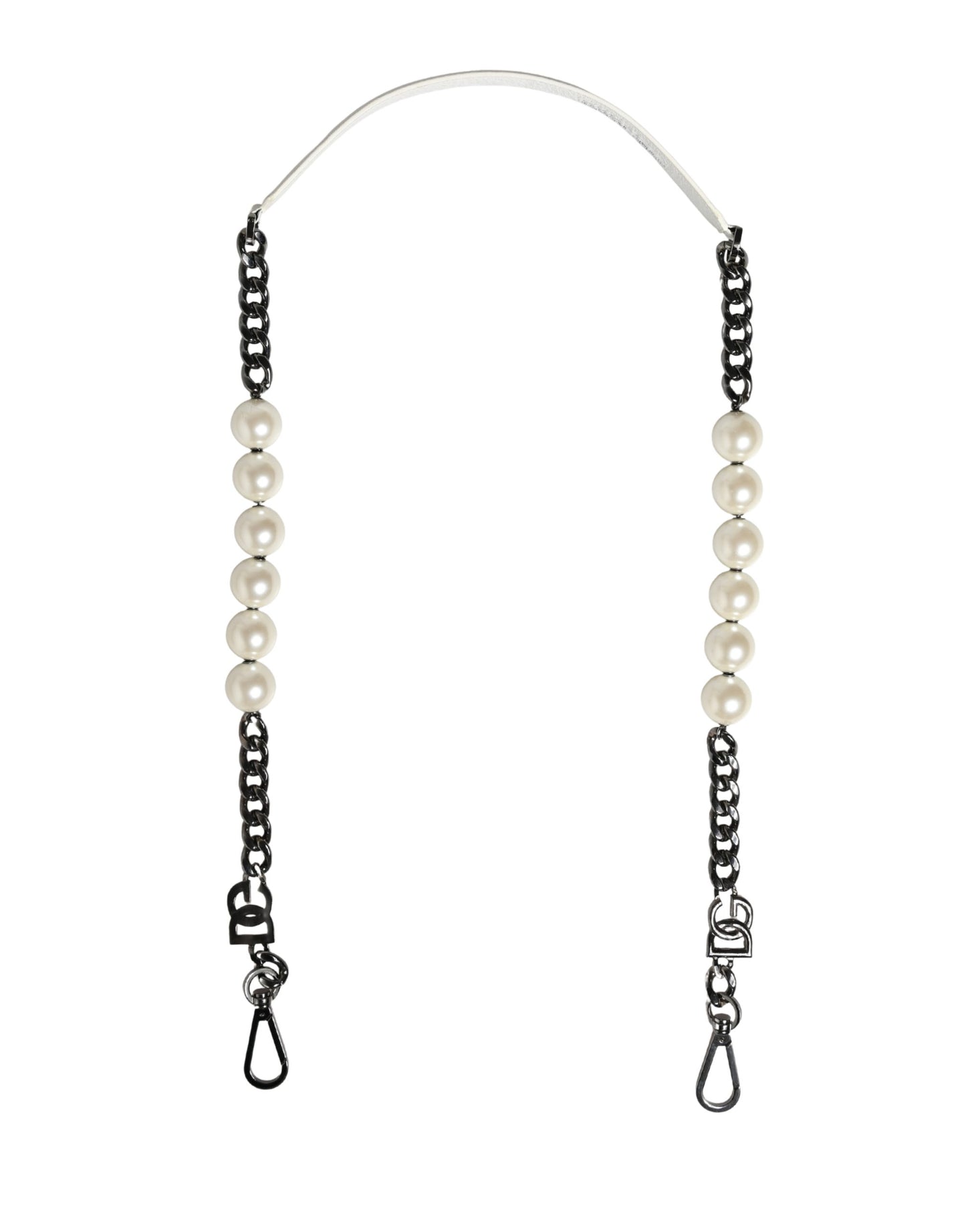 Dolce & Gabbana White Leather Silver Chain Bag Accessory Shoulder Strap Curated Luxury Accessories by Orvyn