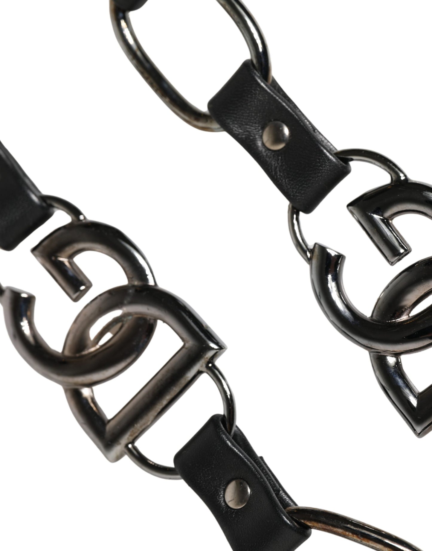 Dolce & Gabbana Black Leather Silver Chain Bag Accessory Shoulder Strap Curated Luxury Accessories by Orvyn