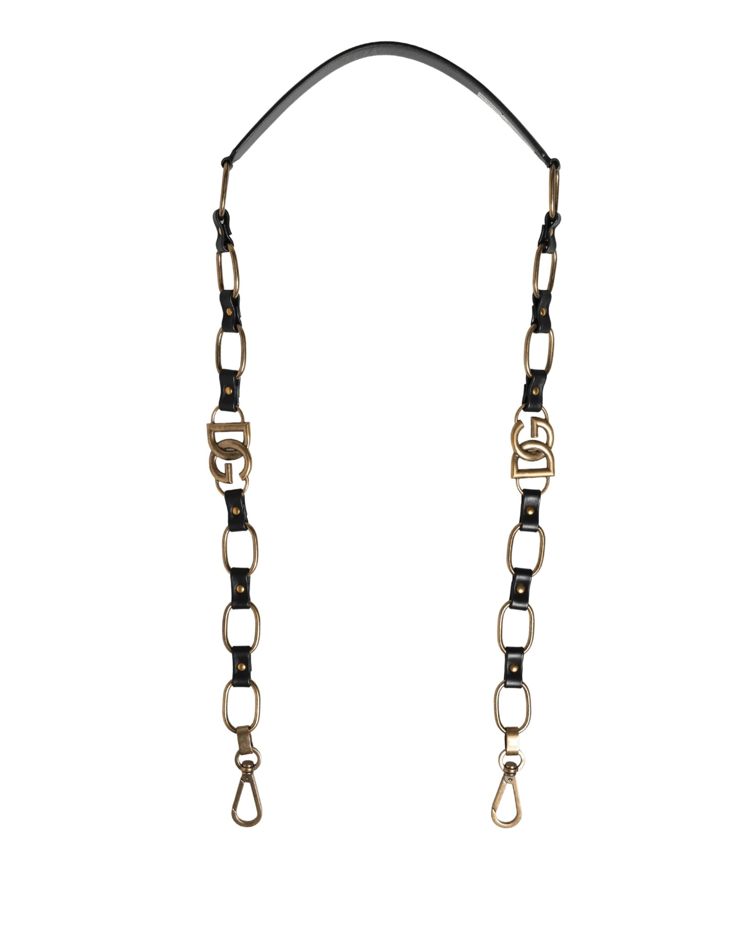 Dolce & Gabbana Black Leather Gold Chain Bag Accessory Shoulder Strap Curated Luxury Accessories by Orvyn