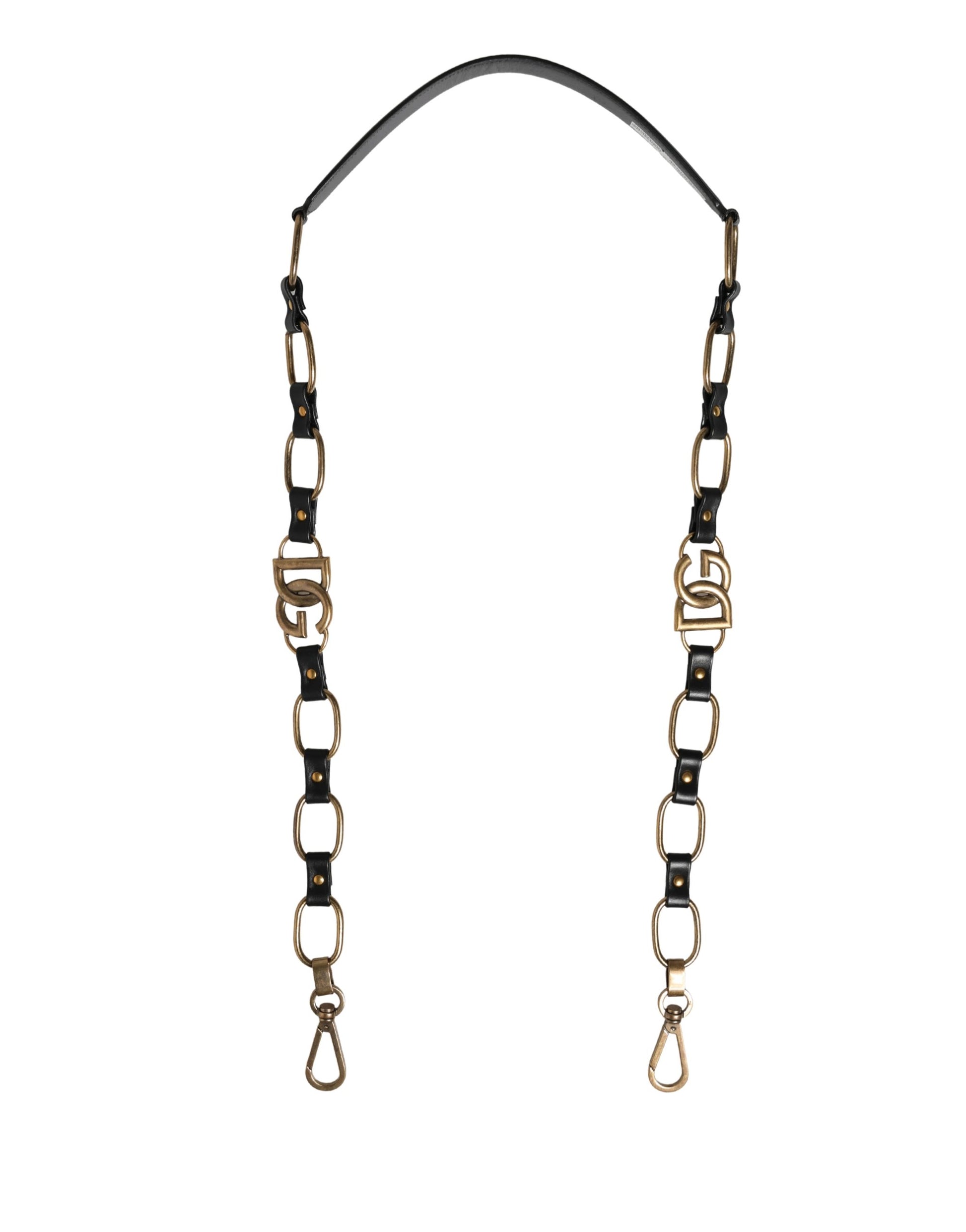 Dolce & Gabbana Black Leather Gold Chain Bag Accessory Shoulder Strap Curated Luxury Accessories by Orvyn
