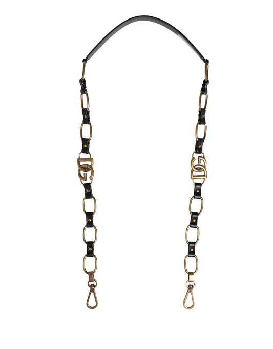 Dolce & Gabbana Black Leather Gold Chain Bag Accessory Shoulder Strap Curated Luxury Accessories by Orvyn