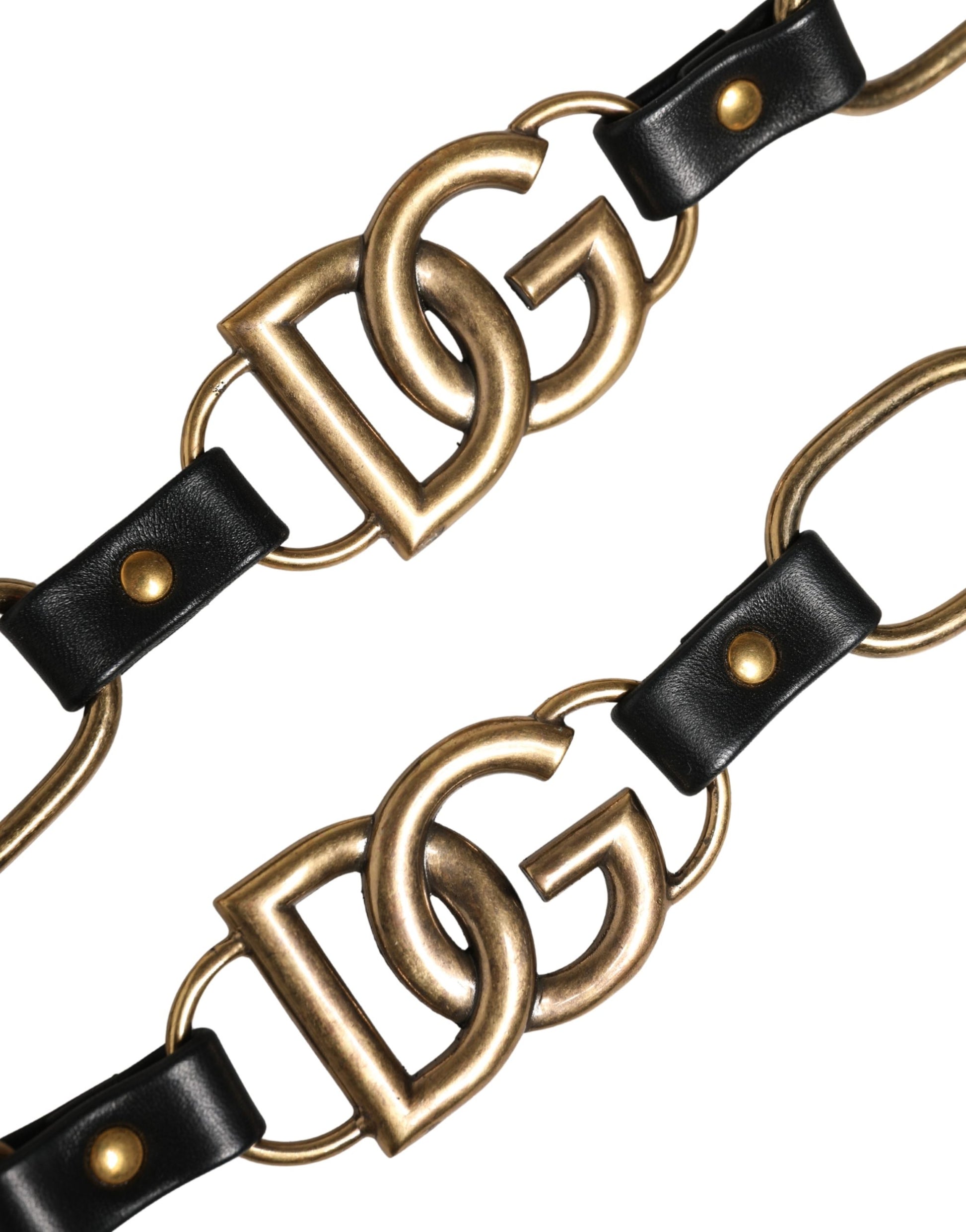 Dolce & Gabbana Black Leather Gold Chain Bag Accessory Shoulder Strap Curated Luxury Accessories by Orvyn
