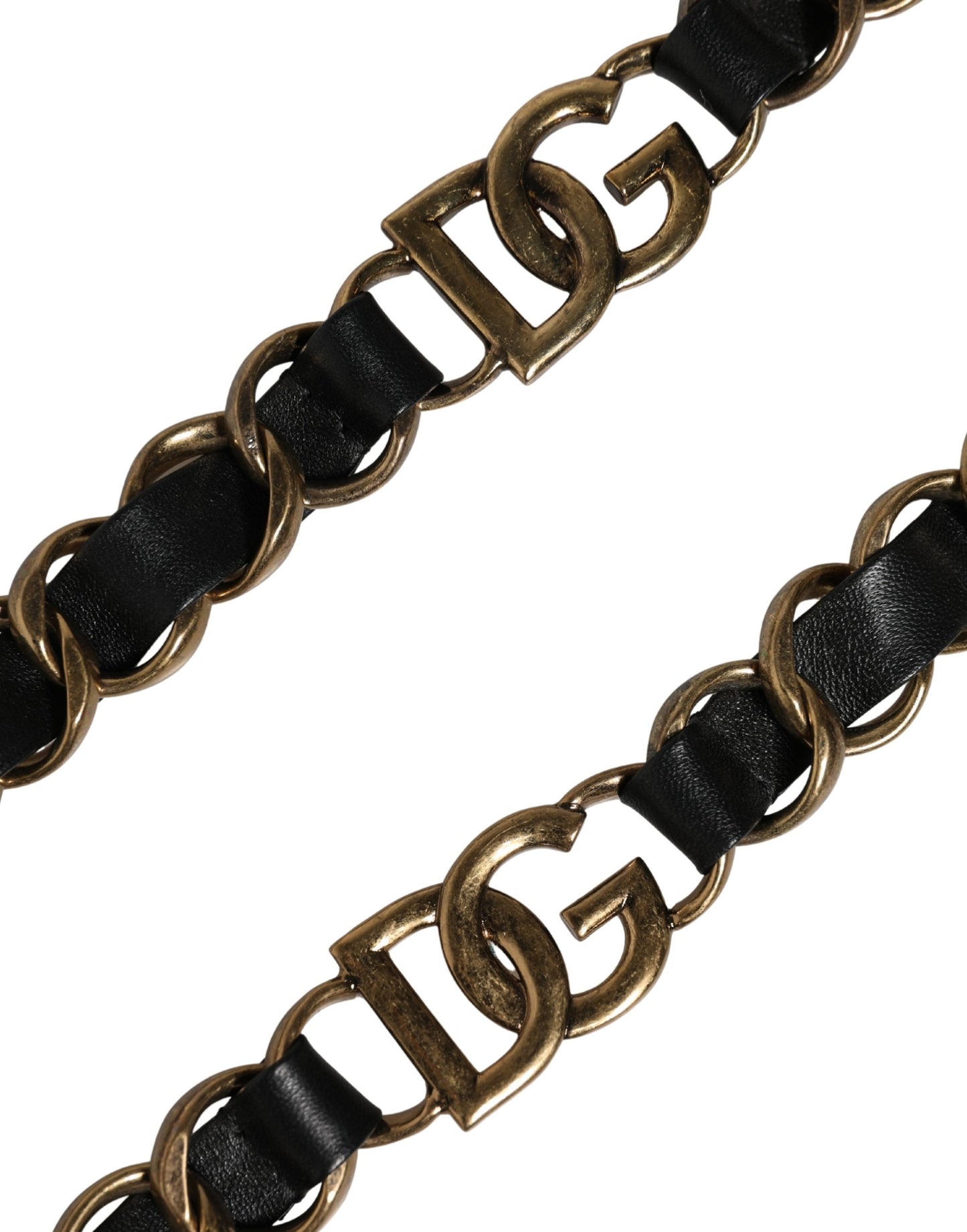 Dolce & Gabbana Black Leather Gold Chain Bag Accessory Shoulder Strap Curated Luxury Accessories by Orvyn