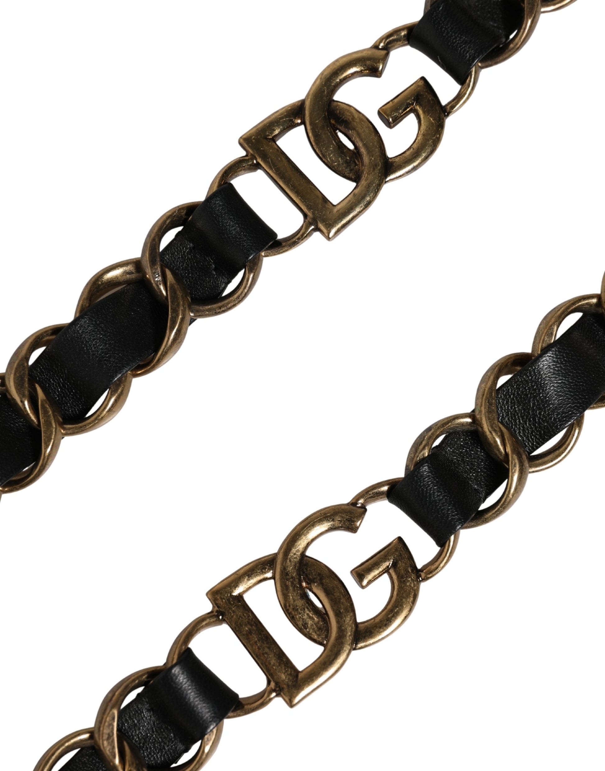 Dolce & Gabbana Black Leather Gold Chain Bag Accessory Shoulder Strap Curated Luxury Accessories by Orvyn