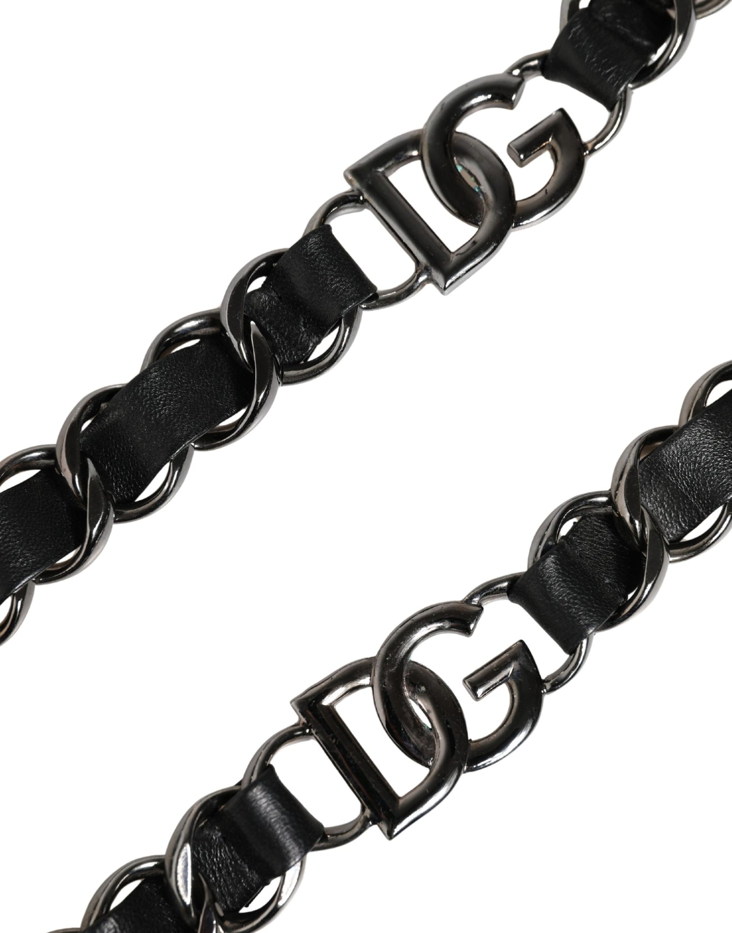 Dolce & Gabbana Black Leather Silver Chain Bag Accessory Shoulder Strap Curated Luxury Accessories by Orvyn