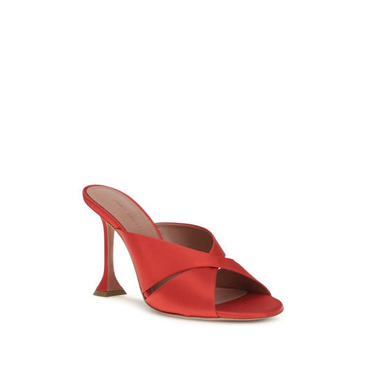 Amina Muaddi Multicolor Silk Stiletto Heel Sandals Curated Luxury Accessories by Orvyn