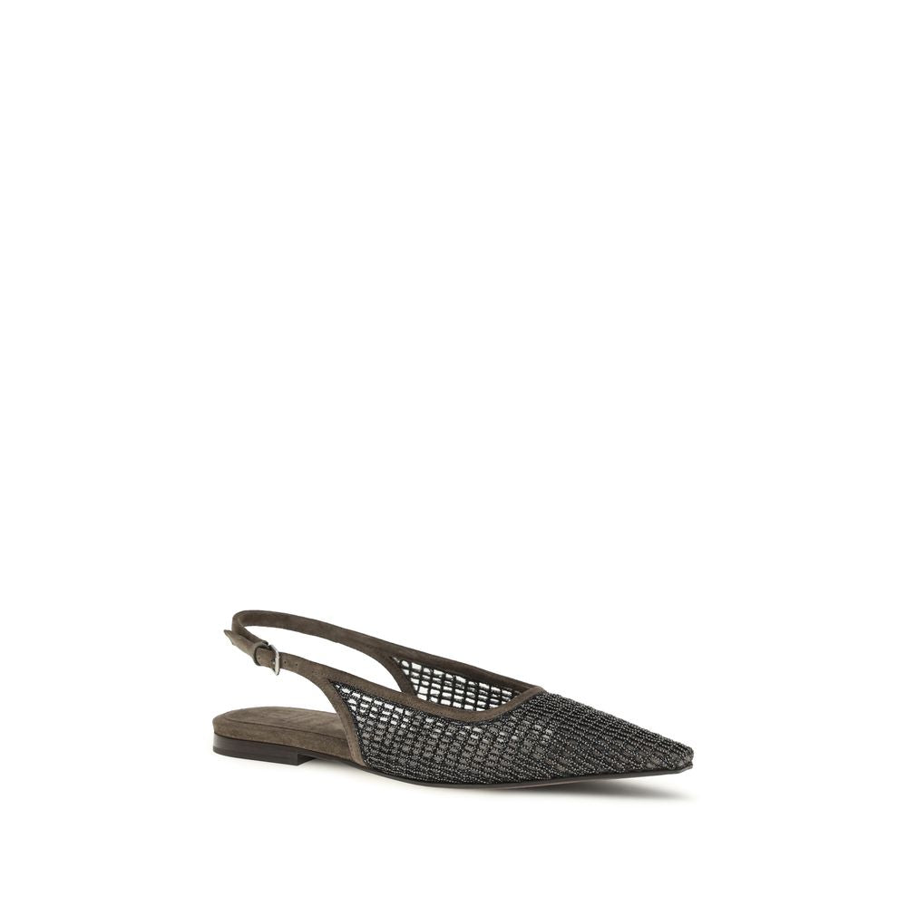 Brunello Cucinelli Brown Calf Leather Bos Taurus Ballet Flats Curated Luxury Accessories by Orvyn