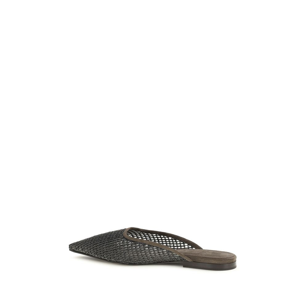 Brunello Cucinelli Brown Calf Leather Bos Taurus Ballet Flats Curated Luxury Accessories by Orvyn