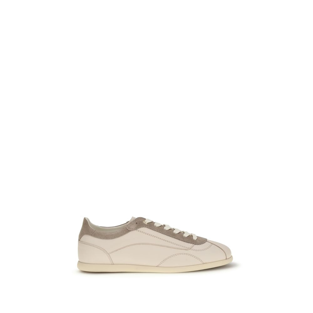 Brunello Cucinelli Beige Leather Low Top Sneakers Curated Luxury Accessories by Orvyn