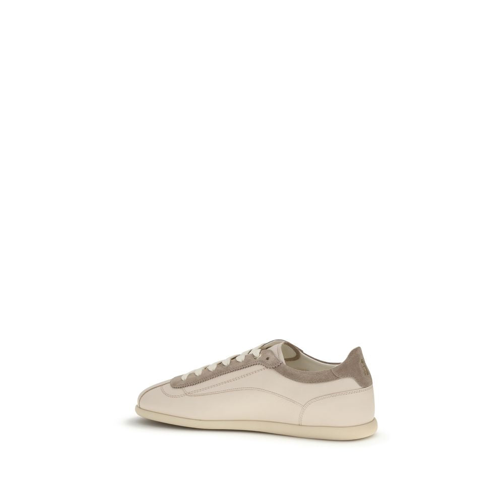 Brunello Cucinelli Beige Leather Low Top Sneakers Curated Luxury Accessories by Orvyn