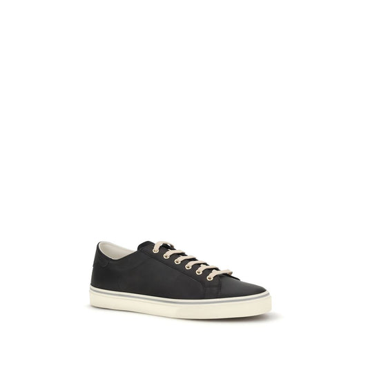 Brunello Cucinelli Black Calf Leather Bos Taurus Low Top Sneakers Curated Luxury Accessories by Orvyn