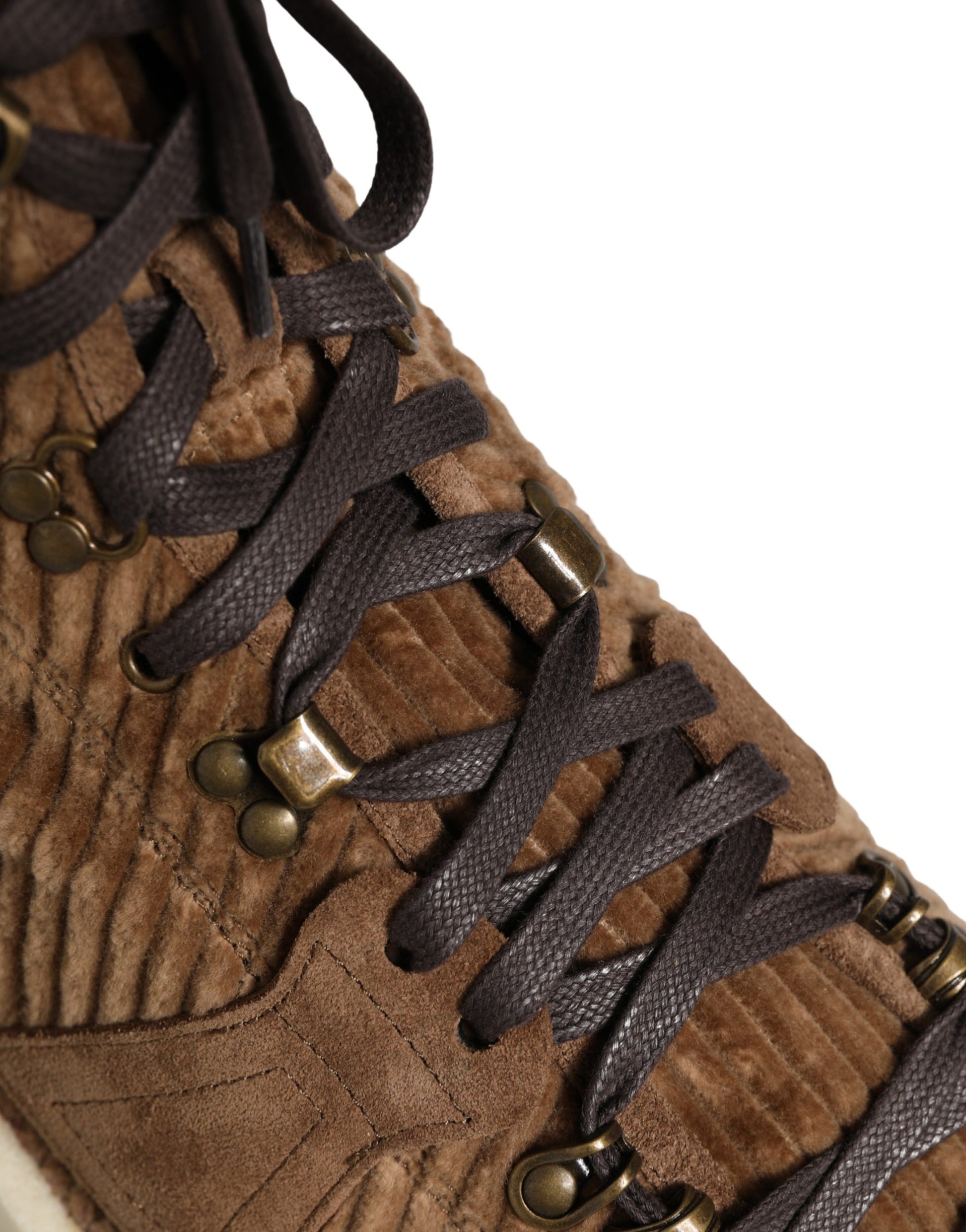 Dolce & Gabbana Brown Corduroy High Top Oxford Boots Curated Luxury Accessories by Orvyn