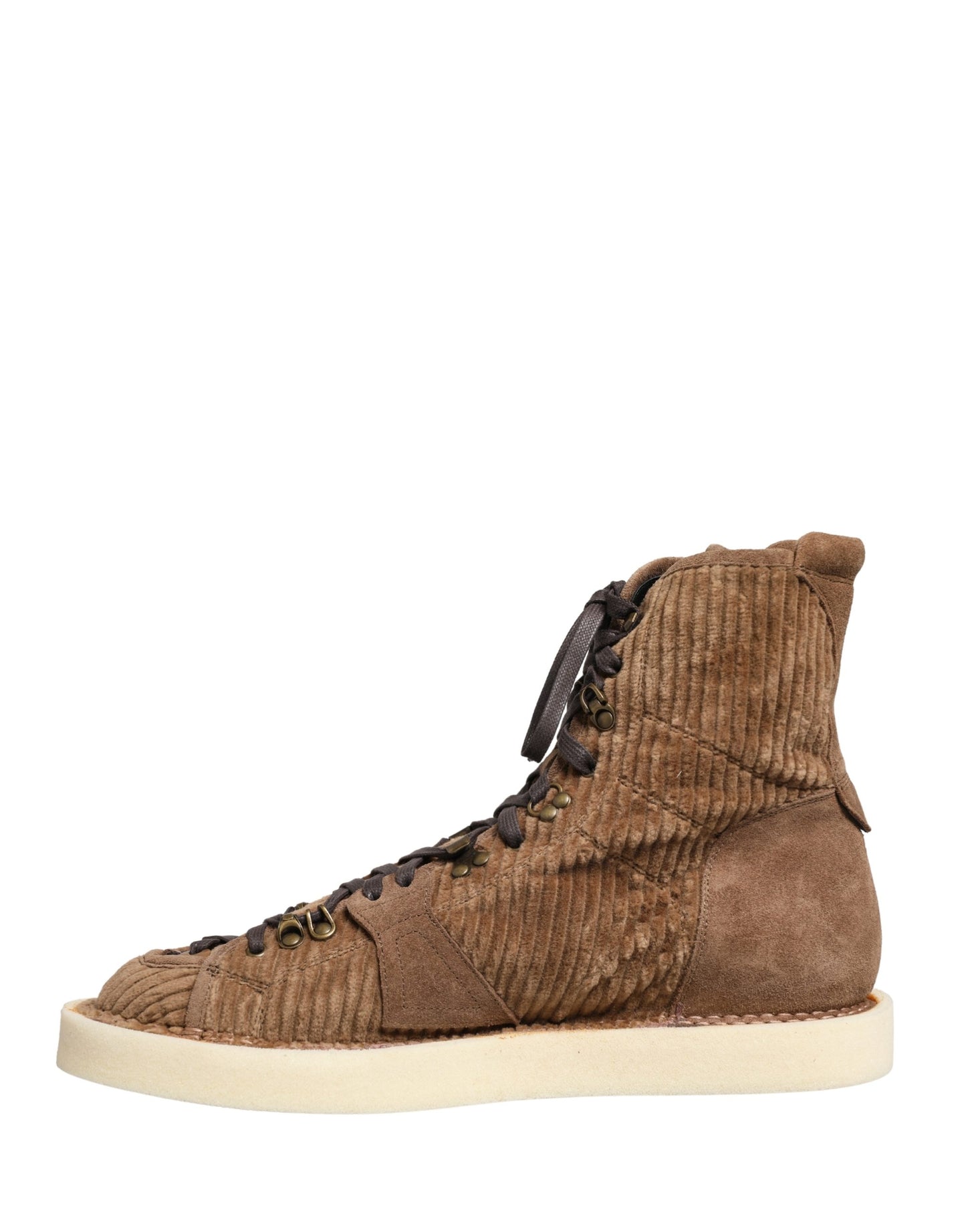 Dolce & Gabbana Brown Corduroy High Top Oxford Boots Curated Luxury Accessories by Orvyn