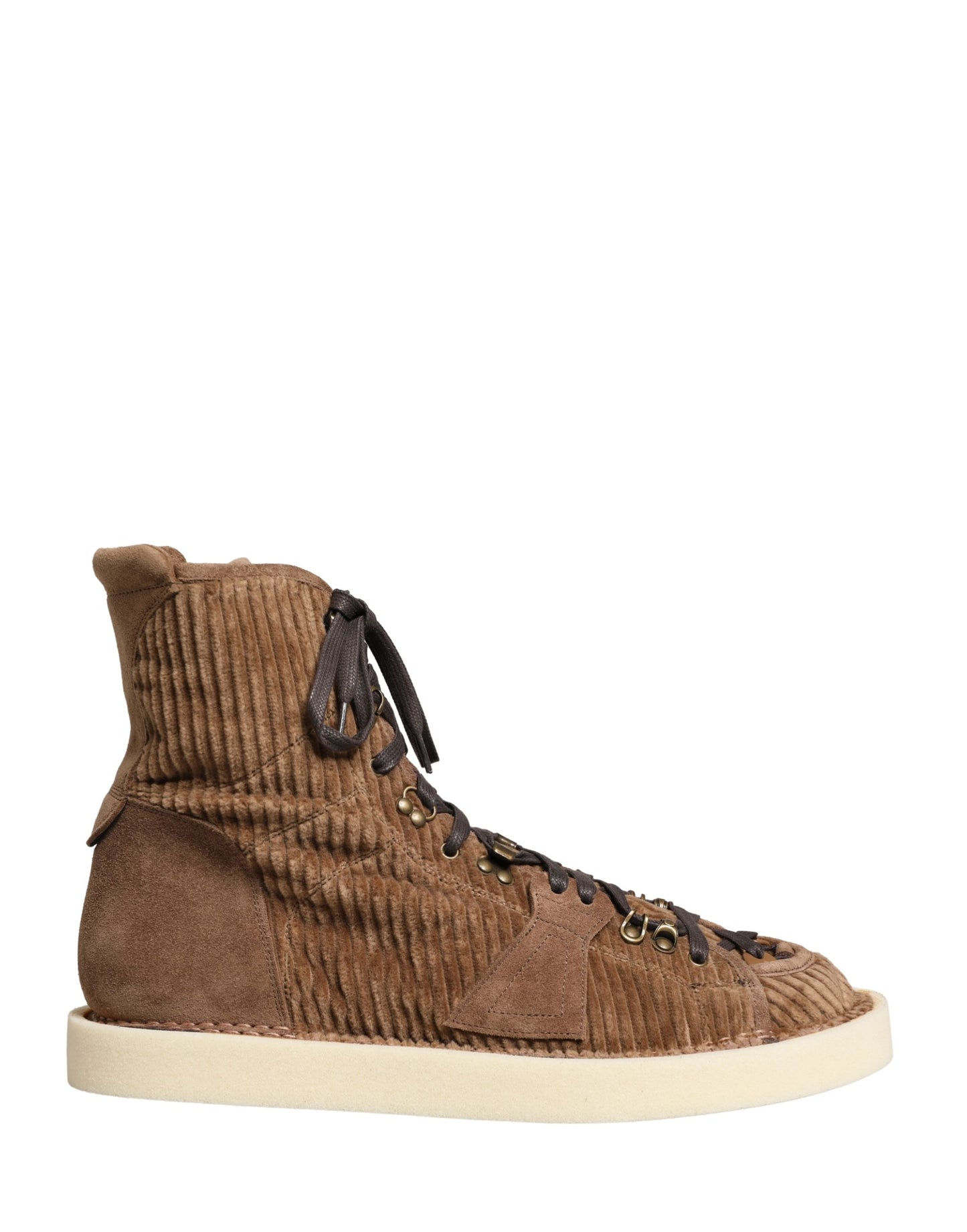 Dolce & Gabbana Brown Corduroy High Top Oxford Boots Curated Luxury Accessories by Orvyn