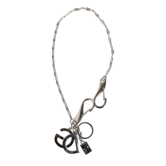 Dolce & Gabbana Silver Tone DG Logo Keychain Key Holder Bag Charm Keyring Curated Luxury Accessories by Orvyn