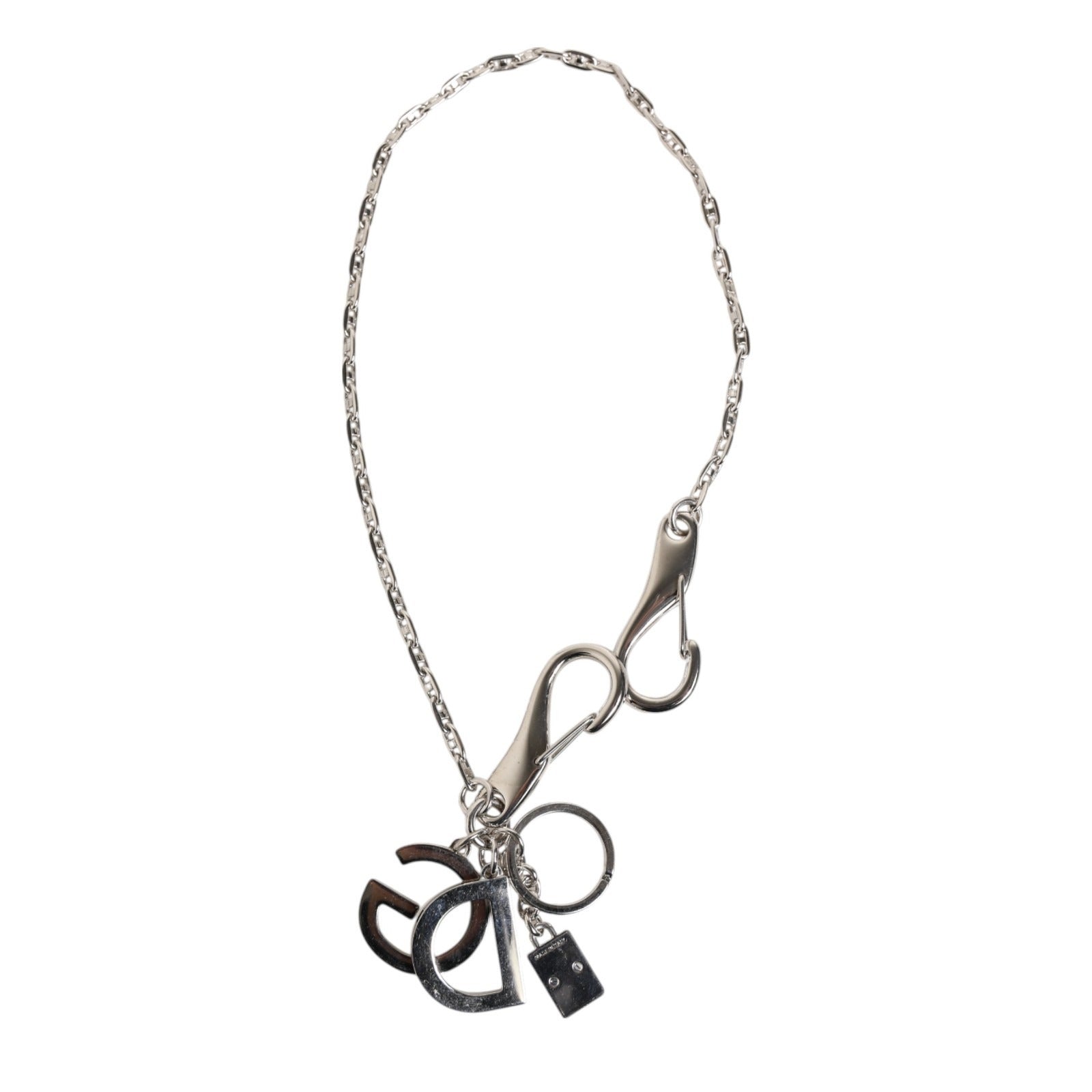 Dolce & Gabbana Silver Tone DG Logo Keychain Key Holder Bag Charm Keyring Curated Luxury Accessories by Orvyn