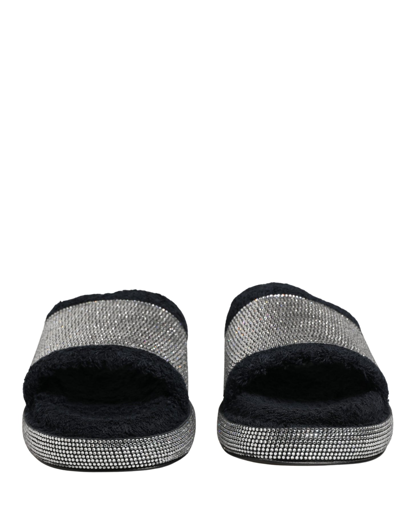 Dolce & Gabbana Black Crystal Embellished Platform Slides Shoes Curated Luxury Accessories by Orvyn