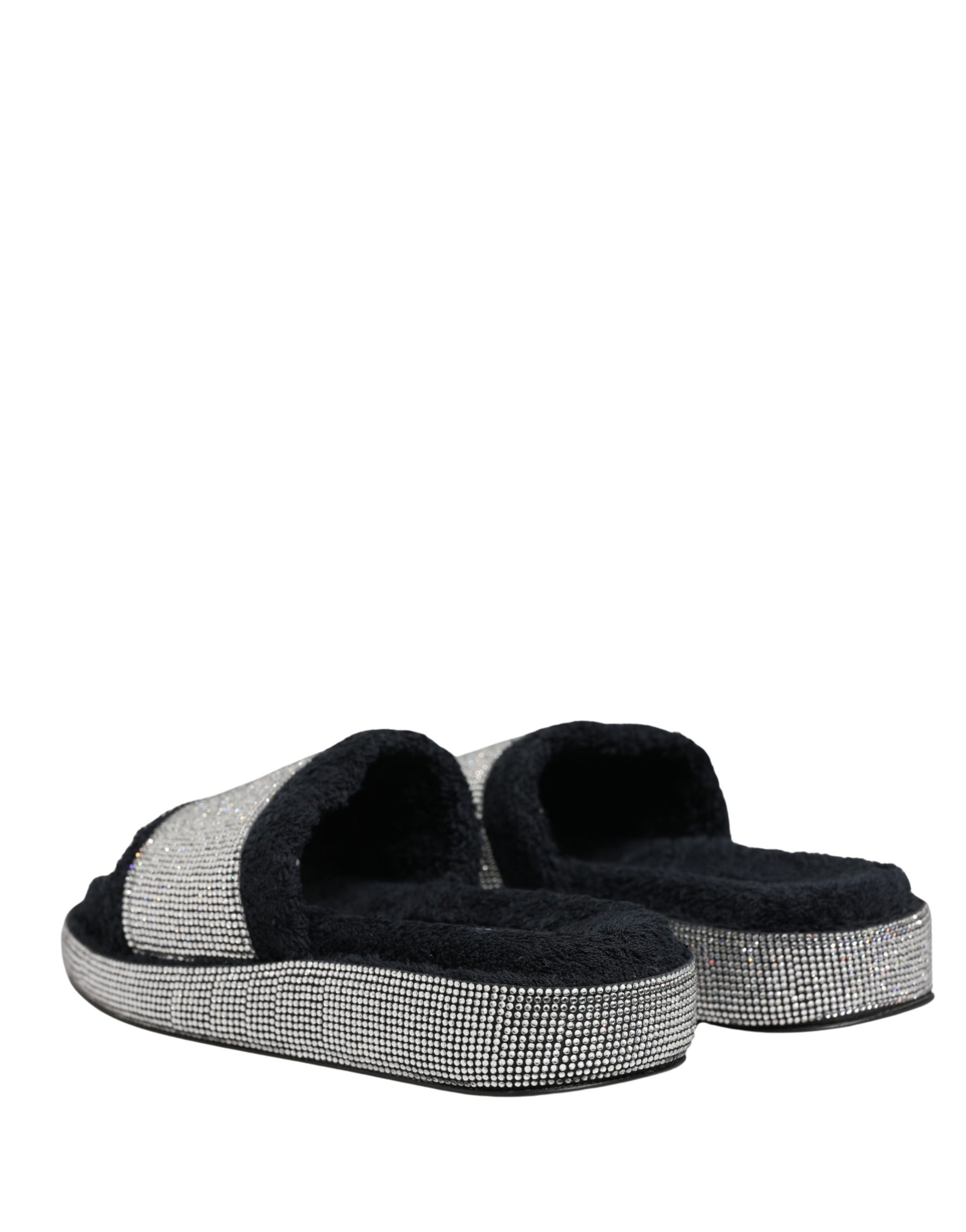Dolce & Gabbana Black Crystal Embellished Platform Slides Shoes Curated Luxury Accessories by Orvyn