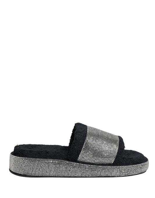 Dolce & Gabbana Black Crystal Embellished Platform Slides Shoes Curated Luxury Accessories by Orvyn