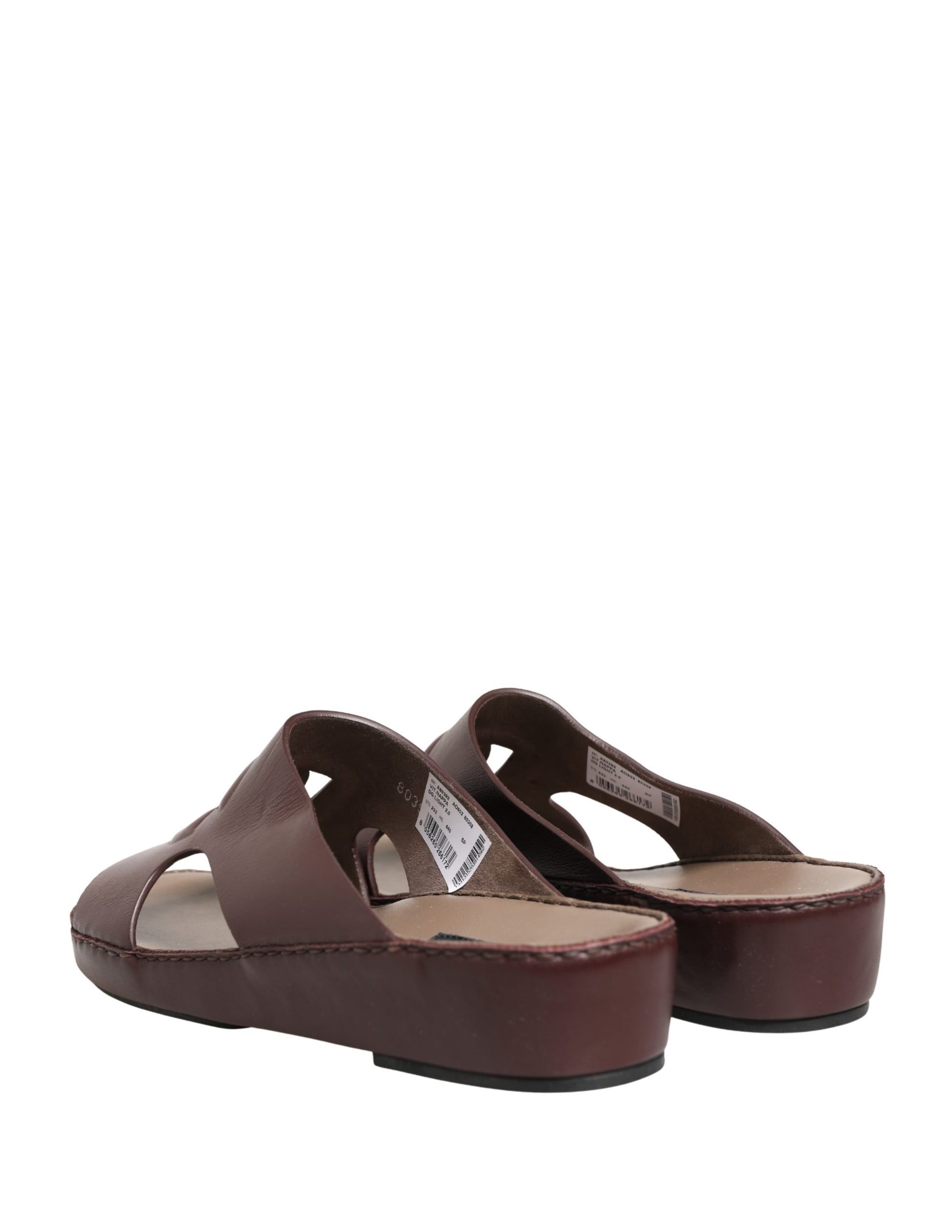 Dolce & Gabbana Maroon Leather Cutout DG Logo Sandals Shoes Curated Luxury Accessories by Orvyn