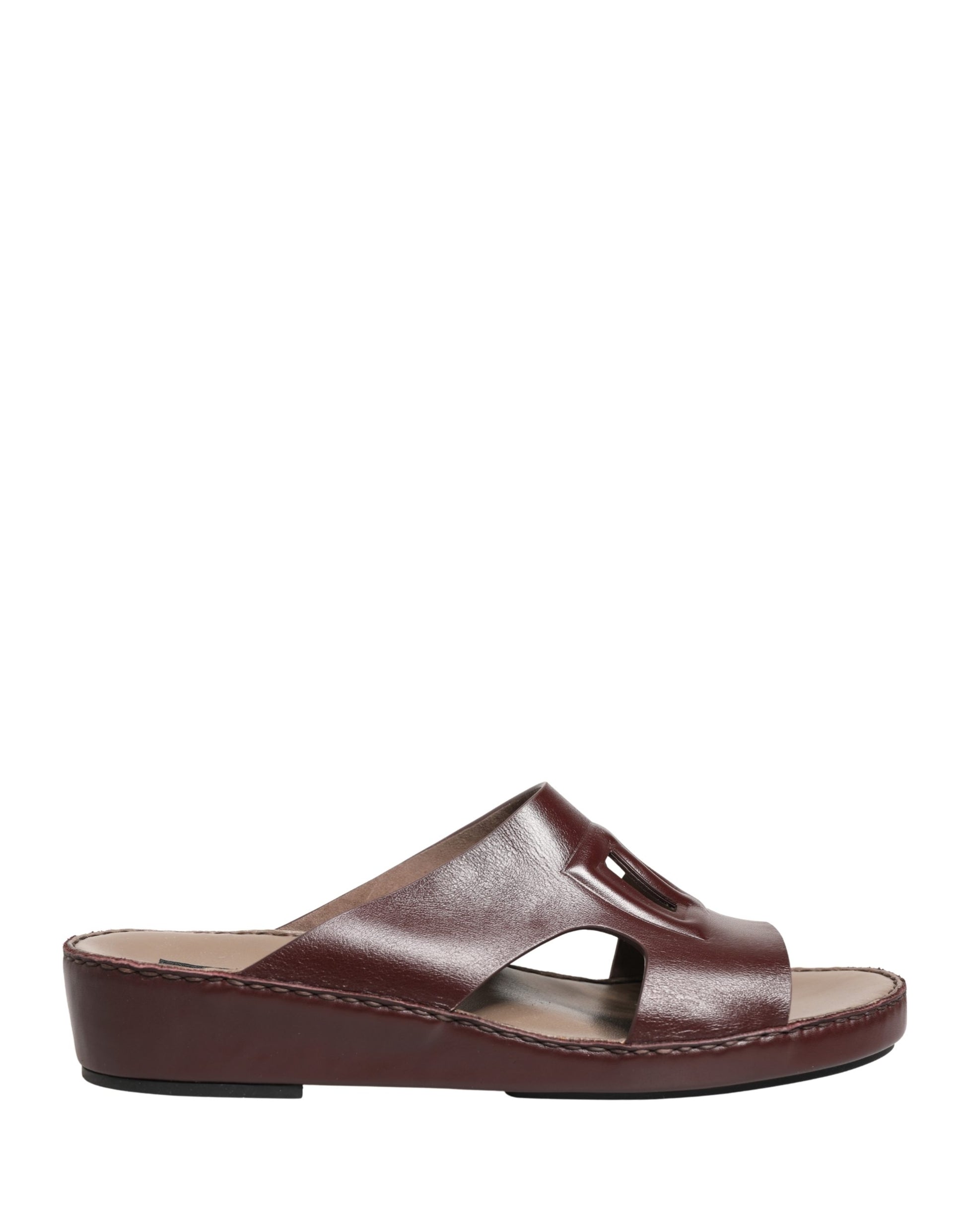Dolce & Gabbana Maroon Leather Cutout DG Logo Sandals Shoes Curated Luxury Accessories by Orvyn