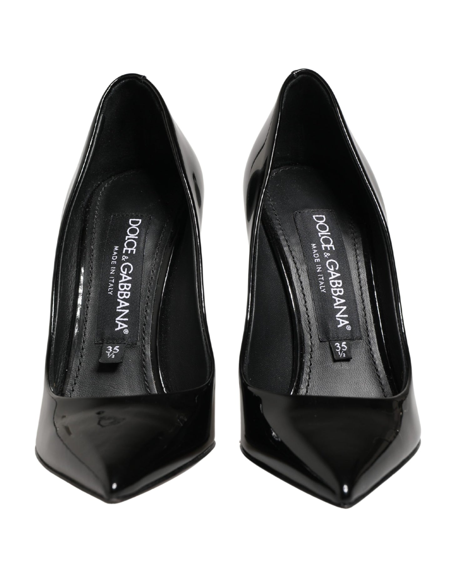 Dolce & Gabbana Black Calf Leather Stiletto Heels Pumps Shoes Curated Luxury Accessories by Orvyn